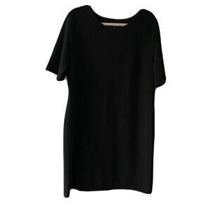 Mario Serrani Italy Womens Size XL Black Ribbed Short Sleeve Sheath Dress